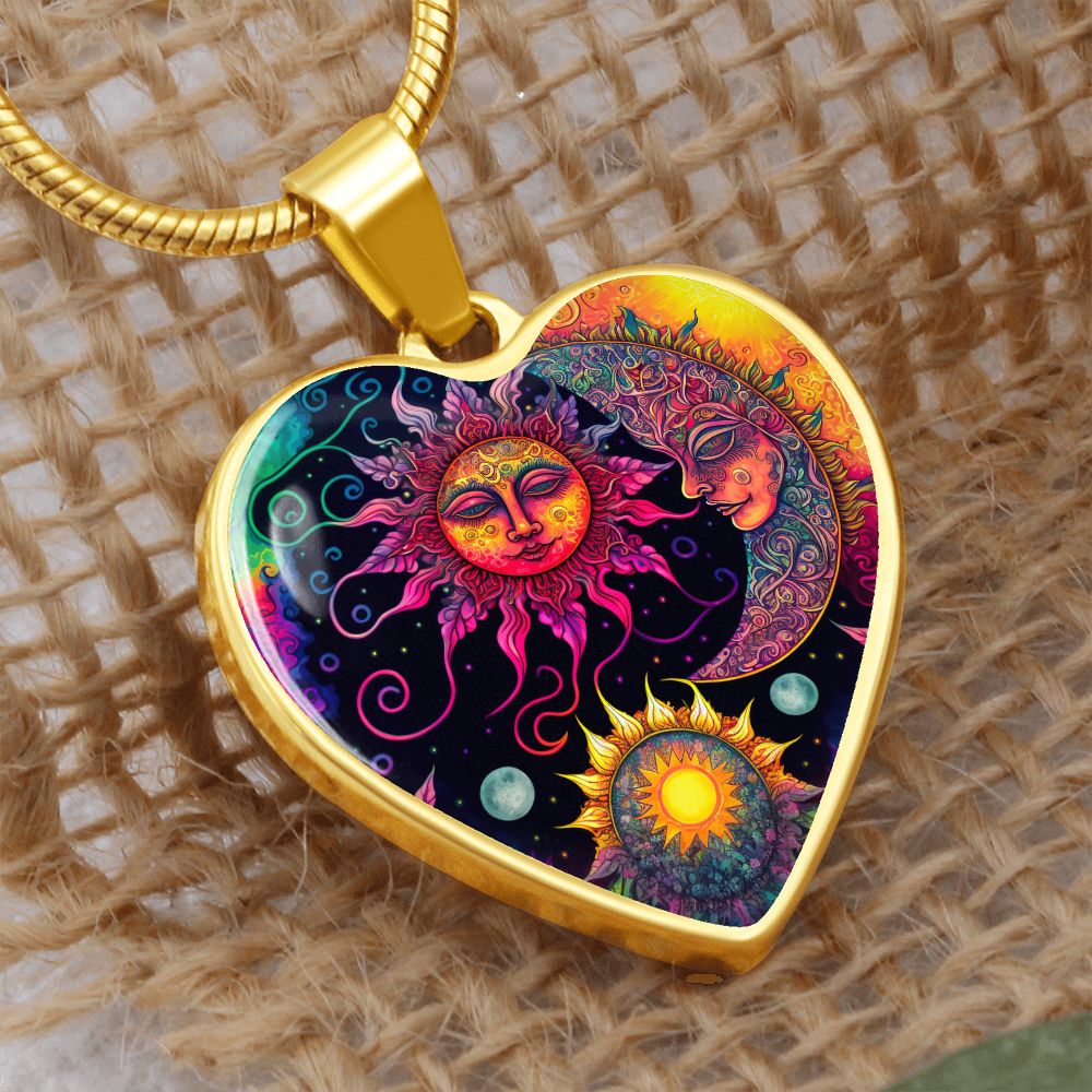 Psychedelic Sun and Moon Neclace - Crystallized Collective