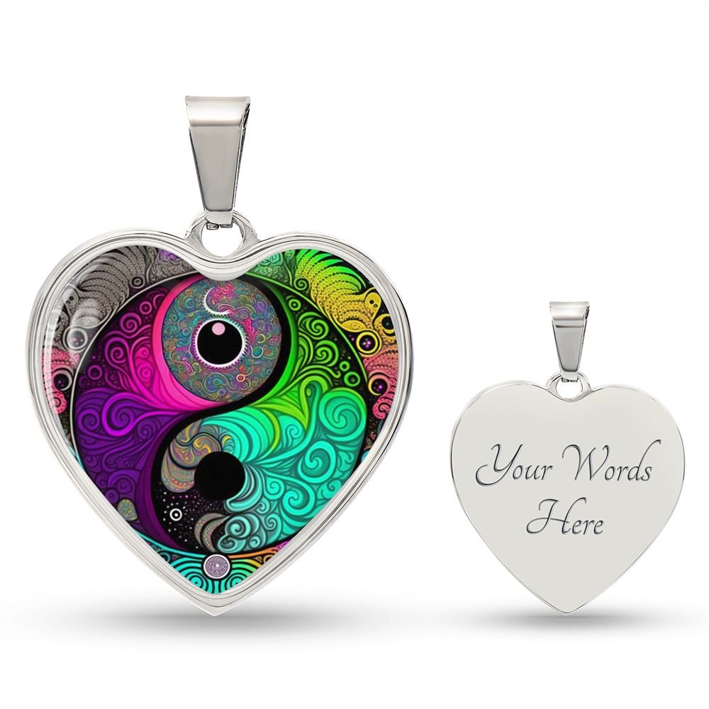 Psychedelic Yin Yang Heart Necklace - Crystallized Collective