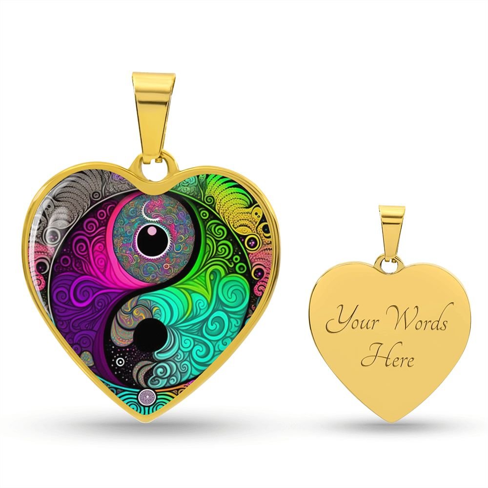 Psychedelic Yin Yang Heart Necklace - Crystallized Collective