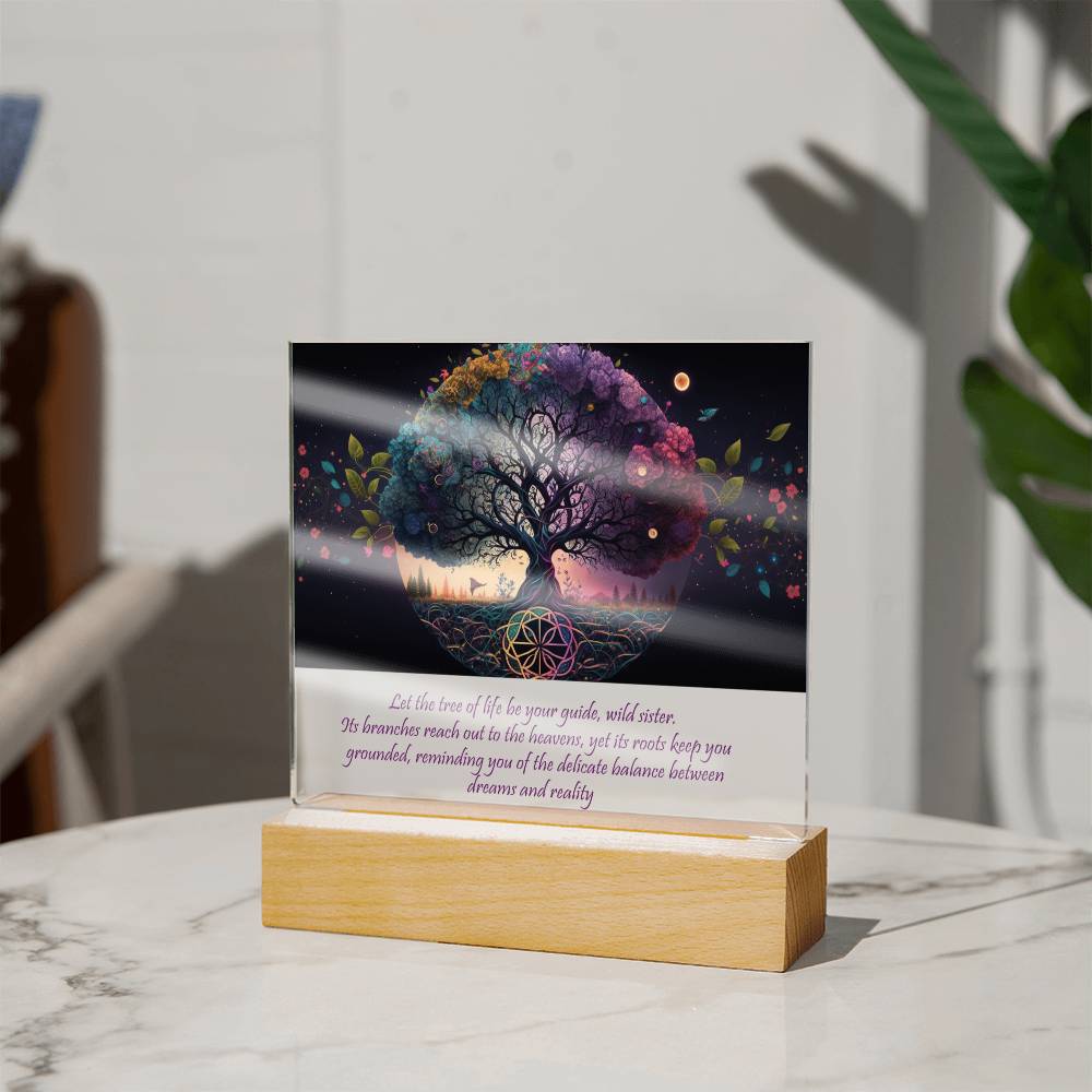 Sacred Tree of Life Acrylic Square Plaque - Crystallized Collective