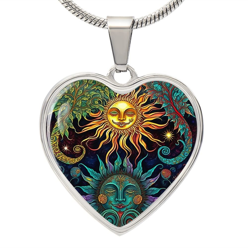 Sun and Moon Vines Heart Necklace - Crystallized Collective