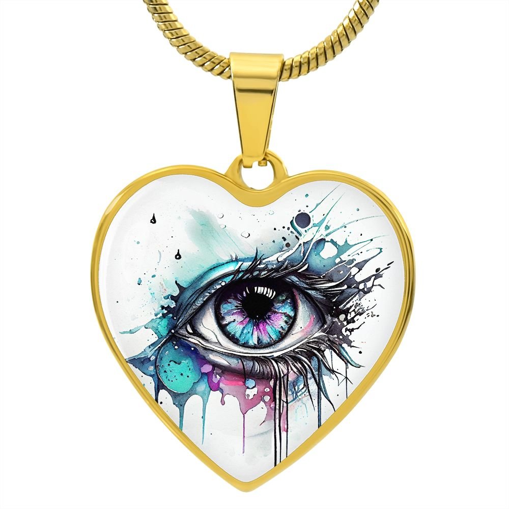 Watercolor Eye Heart Necklace - Crystallized Collective
