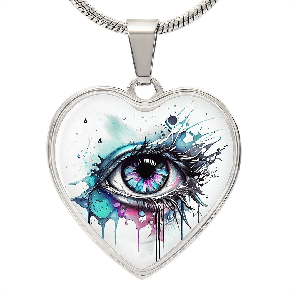 Watercolor Eye Heart Necklace - Crystallized Collective