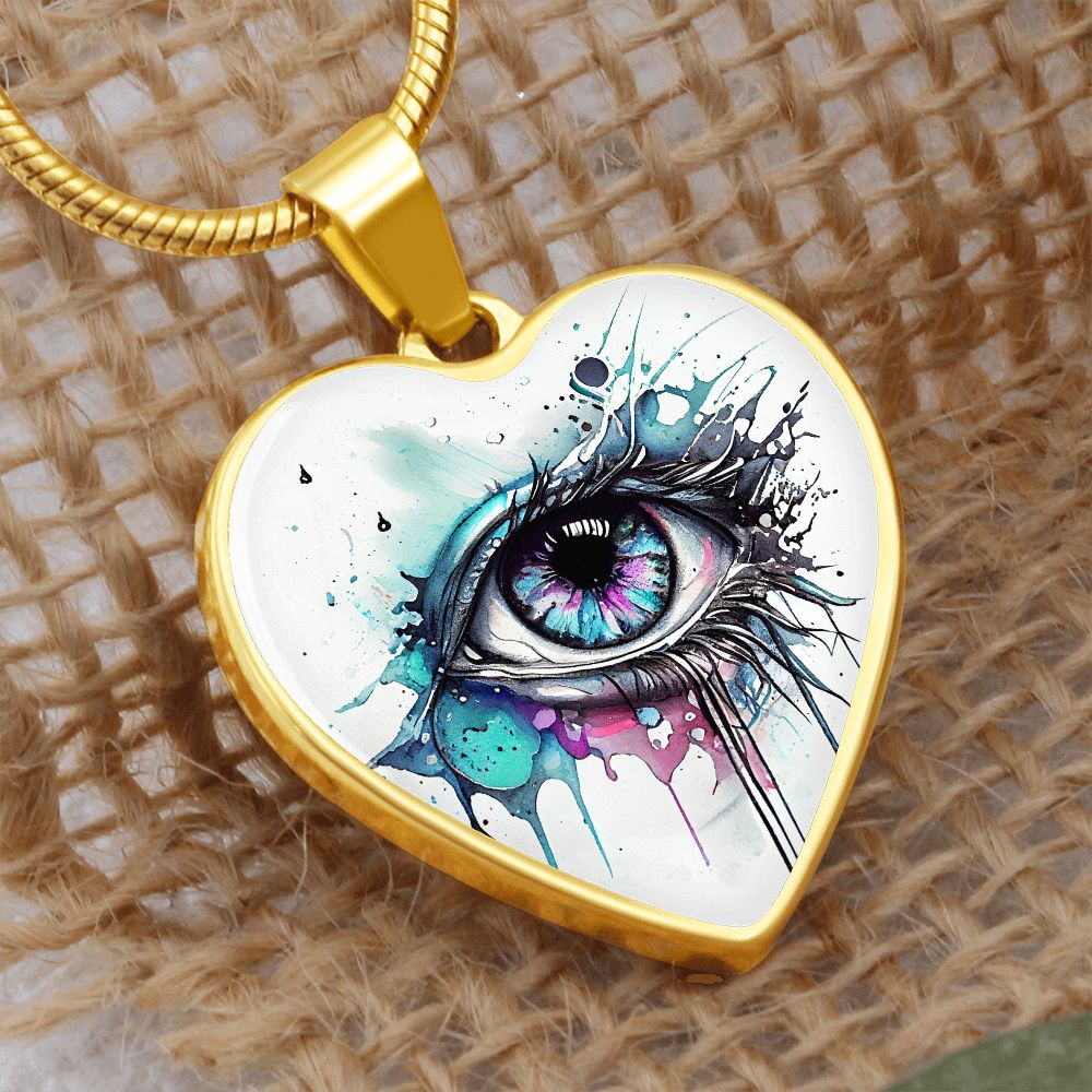 Watercolor Eye Heart Necklace - Crystallized Collective