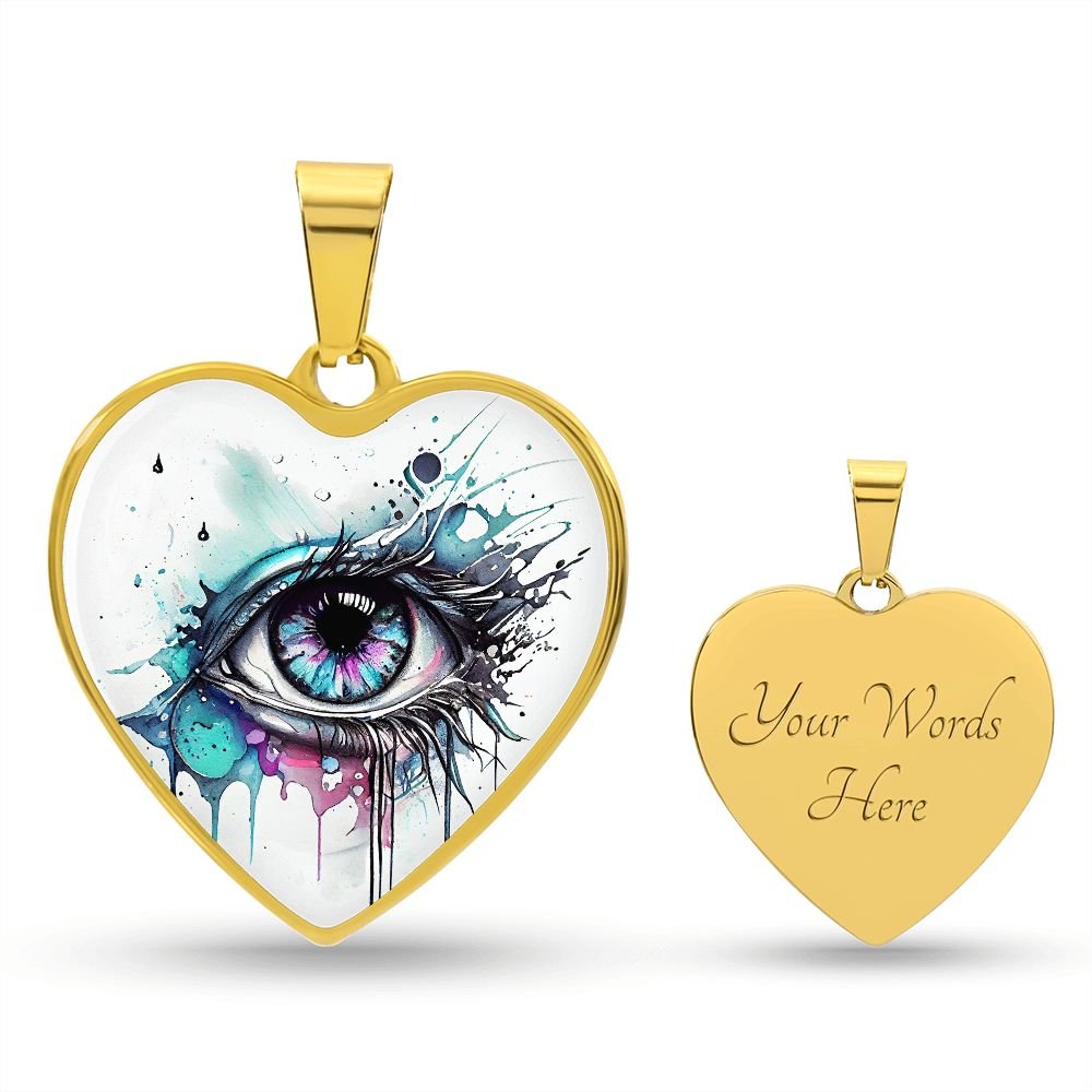 Watercolor Eye Heart Necklace - Crystallized Collective