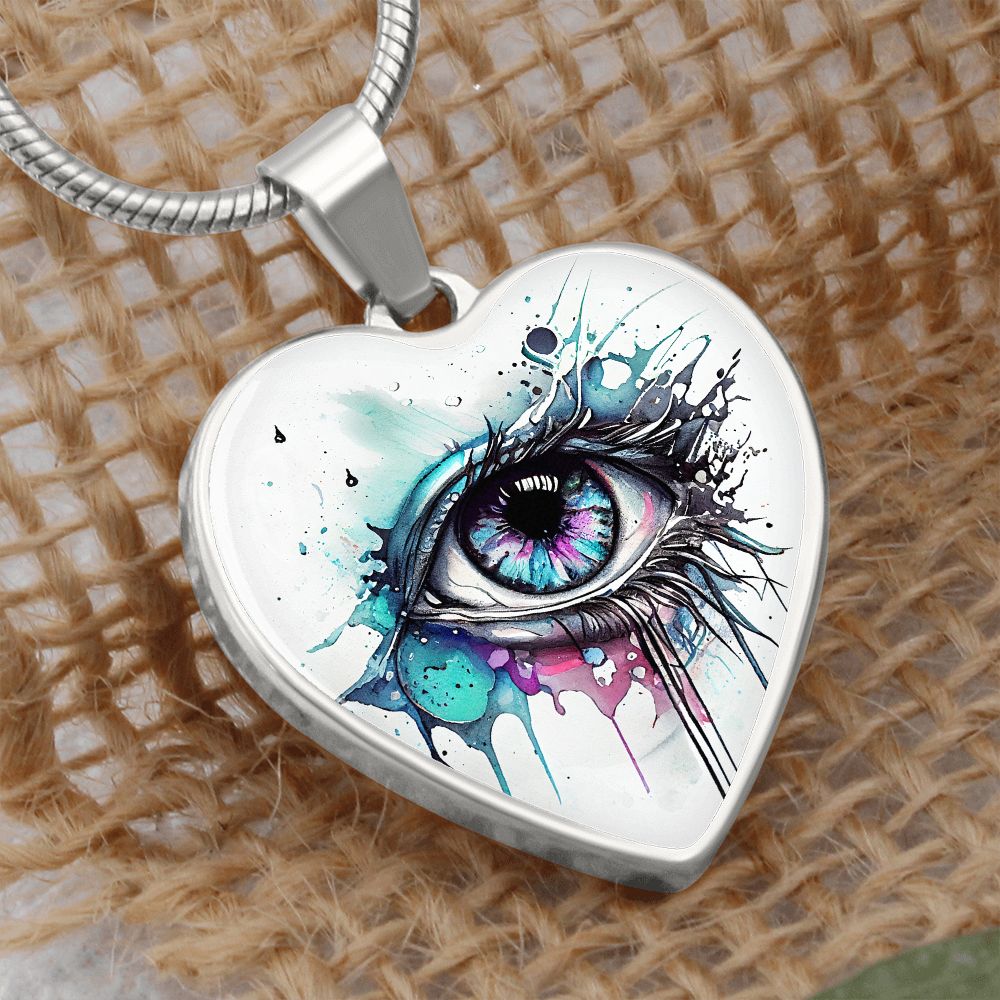 Watercolor Eye Heart Necklace - Crystallized Collective