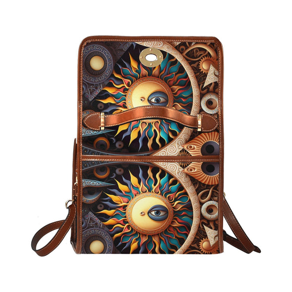Abstract Sun and Moon Canvas Satchel Bag - Crystallized Collective