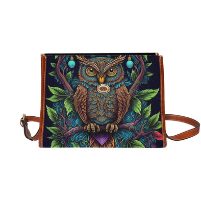 Art Owl Canvas Satchel Bag - Crystallized Collective