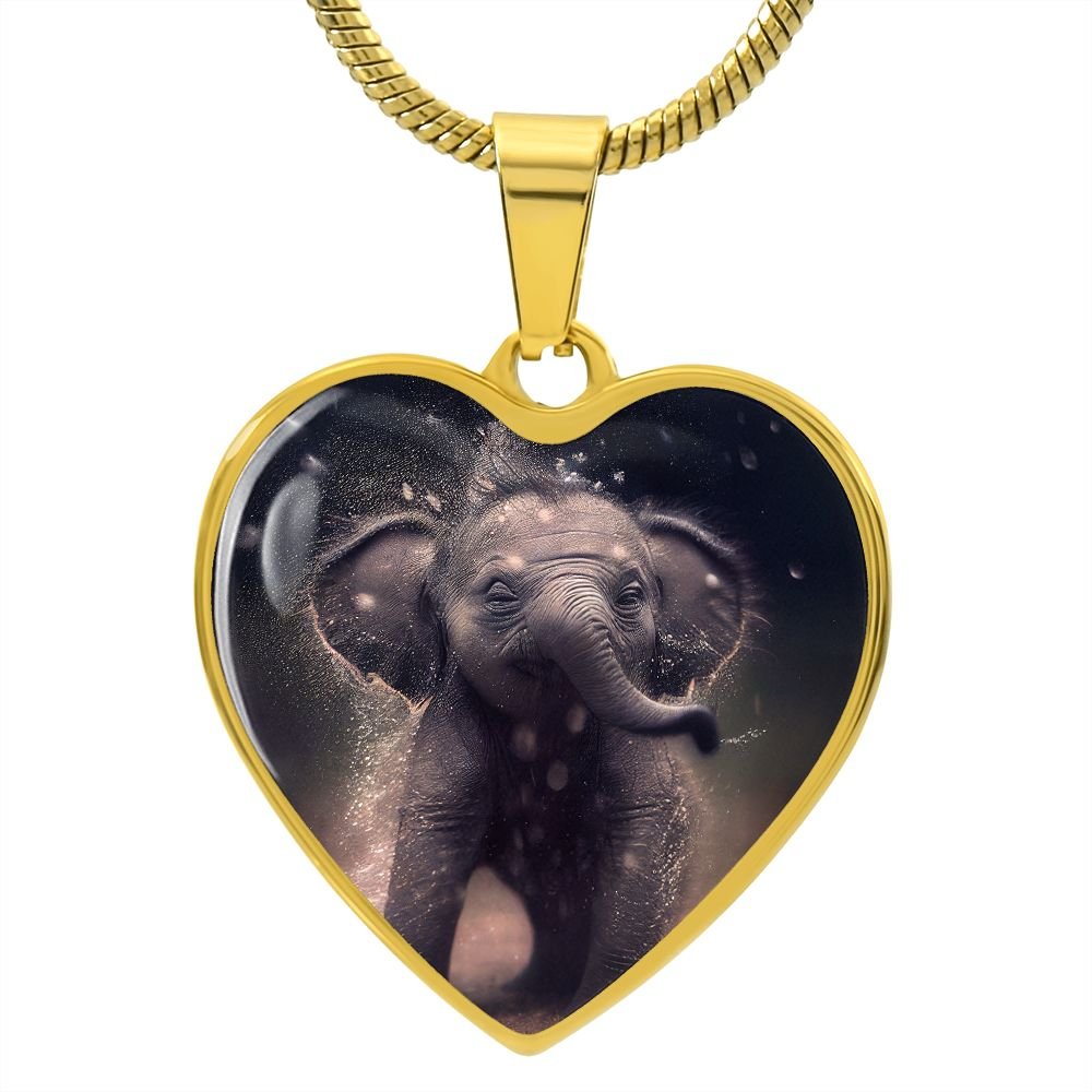 Baby Elephant Heart Necklace - Crystallized Collective
