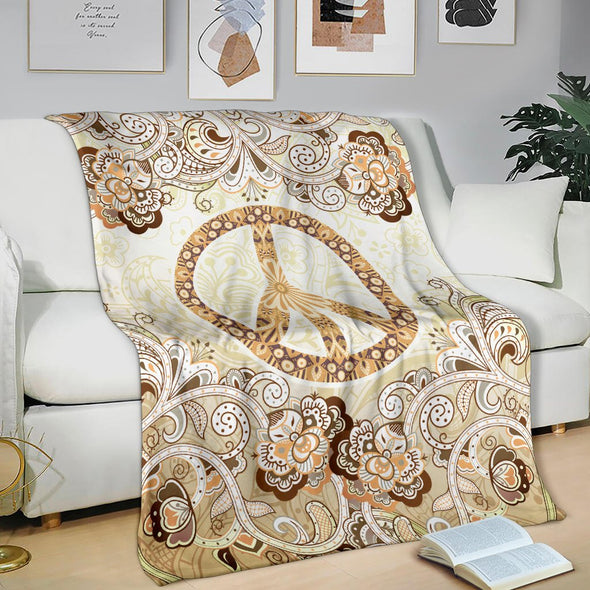 Beige Peace Mandala Premium Blanket - Crystallized Collective