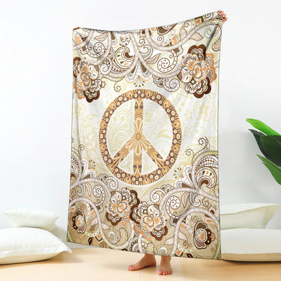 Beige Peace Mandala Premium Blanket - Crystallized Collective