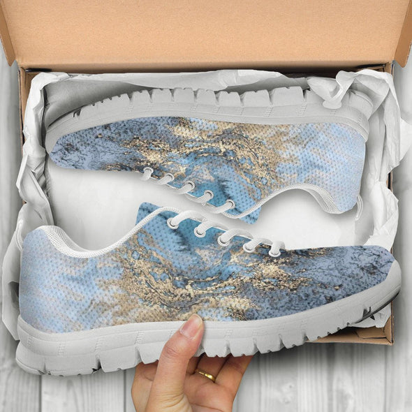 Blue Gold Liquid Art Sneakers - Crystallized Collective