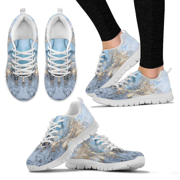 Blue Gold Liquid Art Sneakers - Crystallized Collective