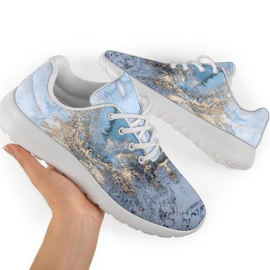Blue Gold Liquid Art Sport Sneakers - Crystallized Collective