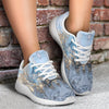 Blue Gold Liquid Art Sport Sneakers - Crystallized Collective