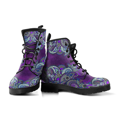 Blue Purple Paisley HandCrafted Boots - Crystallized Collective