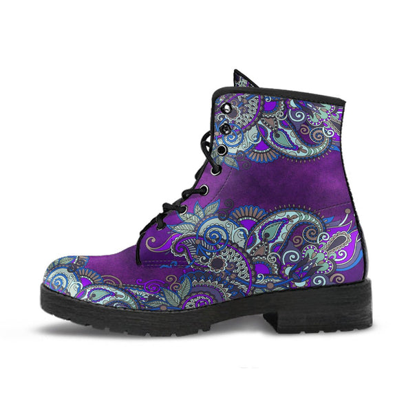 Blue Purple Paisley HandCrafted Boots - Crystallized Collective