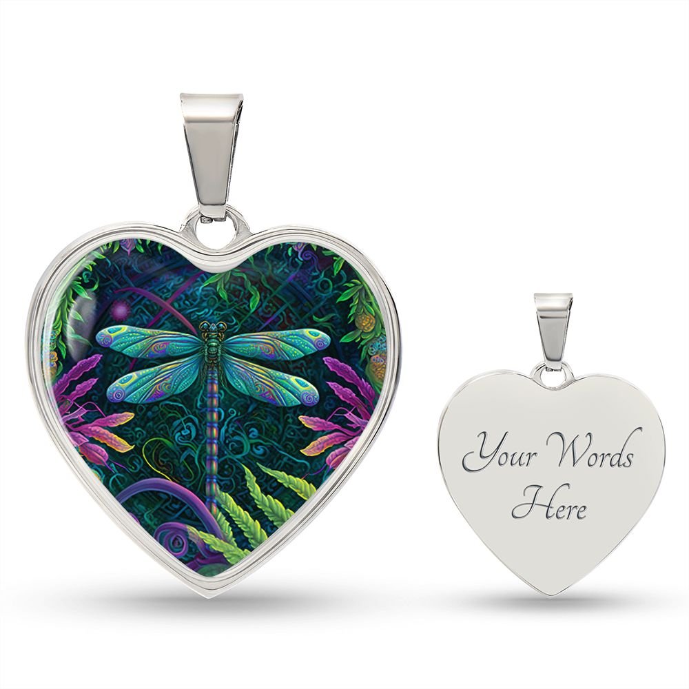 Boho Dragonfly Heart Necklace - Crystallized Collective
