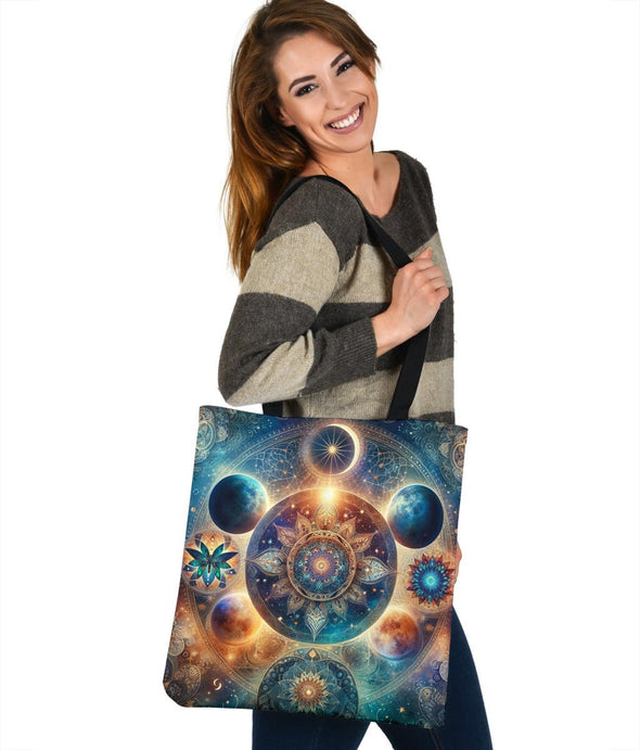 Boho Galaxy Mandala Tote Bag - Crystallized Collective