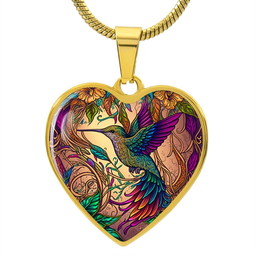 10K Hummingbird Heart store Pendant