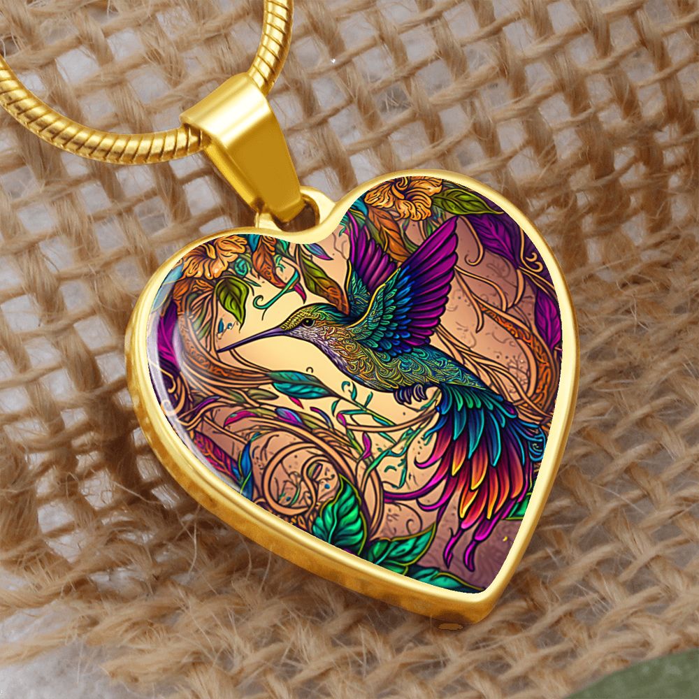 Boho Hummingbird Heart Necklace - Crystallized Collective