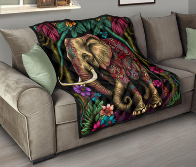 Boho Jungle Elephant Premium Quilt - Crystallized Collective