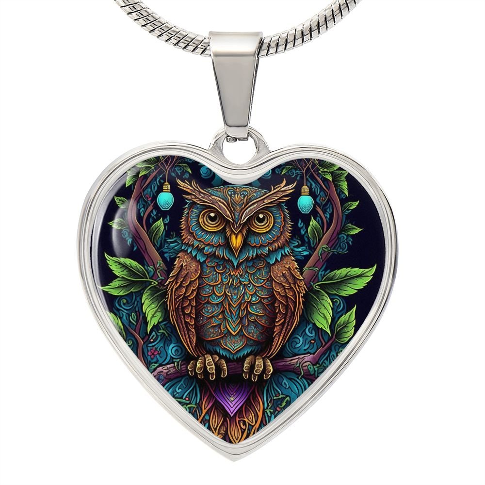 Boho Owl Heart Necklace - Crystallized Collective