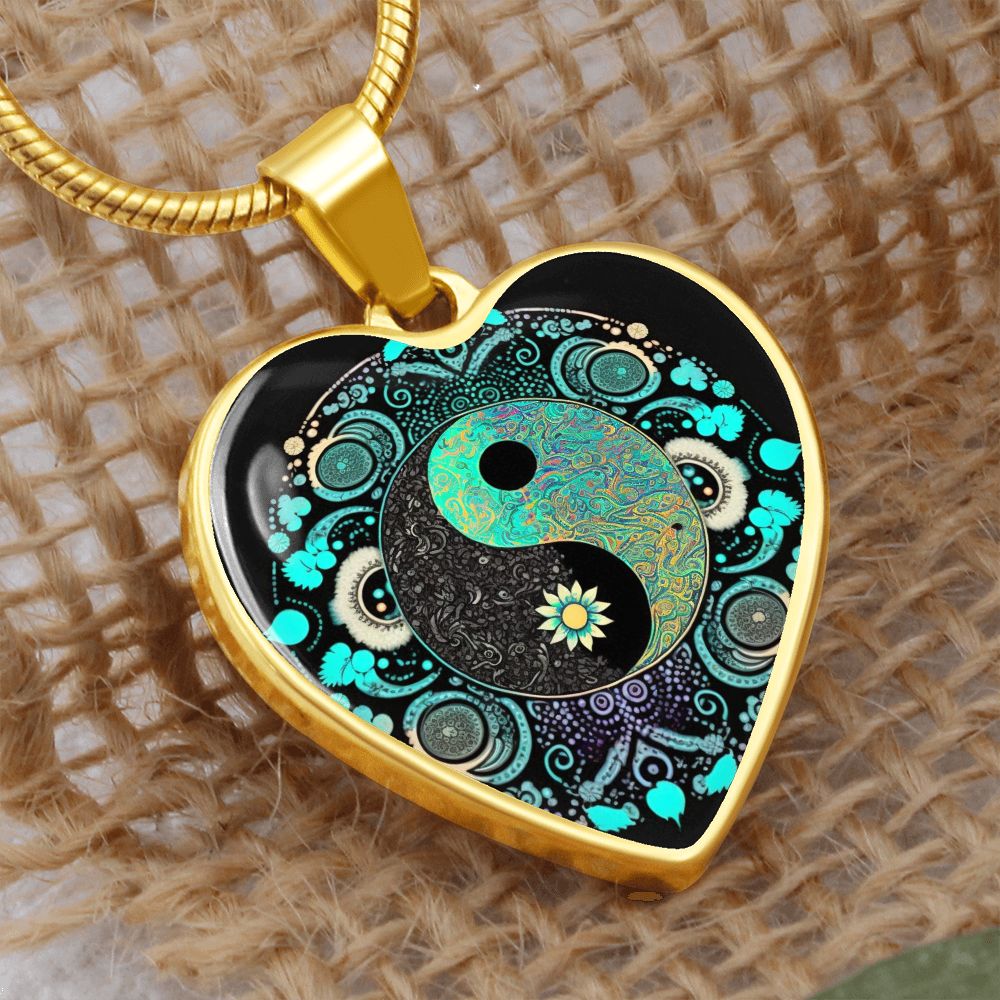 Boho Ying Yang Heart Necklace - Crystallized Collective