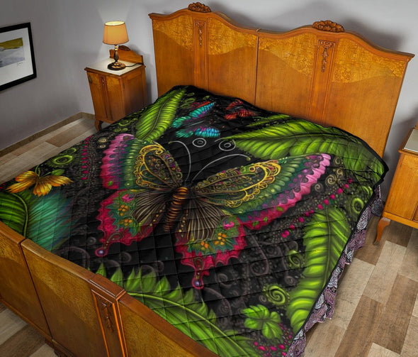 Butterfly Jungle Vines Premium Quilt - Crystallized Collective