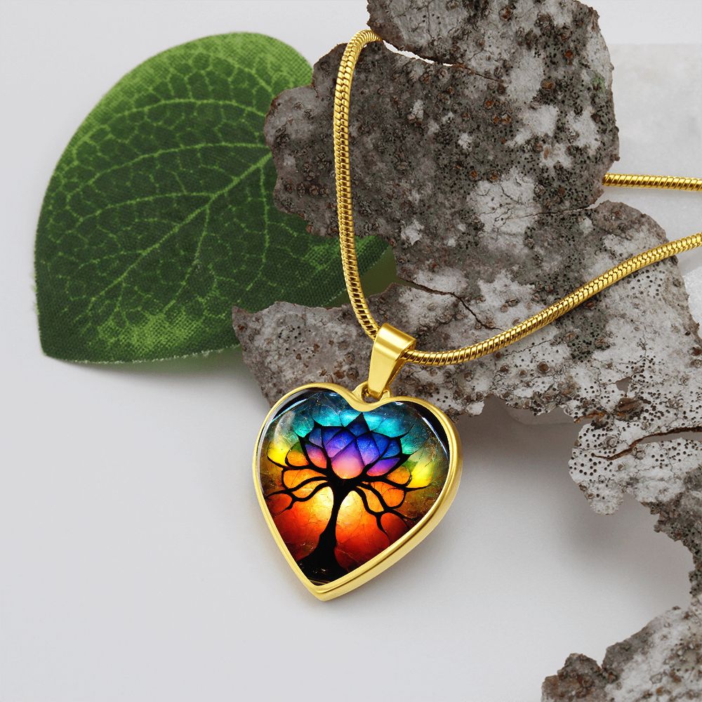 Chakra Tree of Life Heart Necklace - Crystallized Collective