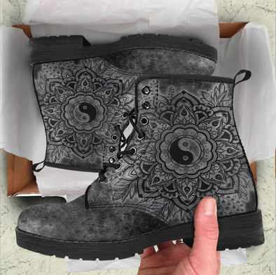 Clearance Grungy YinYang Mandala Boots - Crystallized Collective