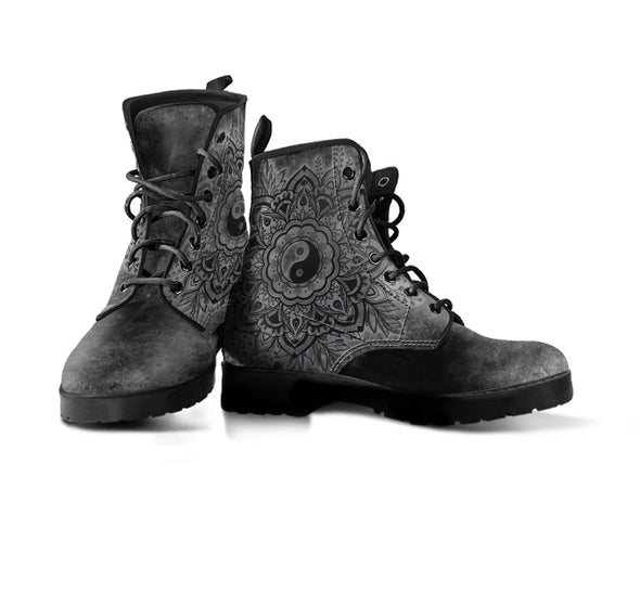 Clearance Grungy YinYang Mandala Boots - Crystallized Collective