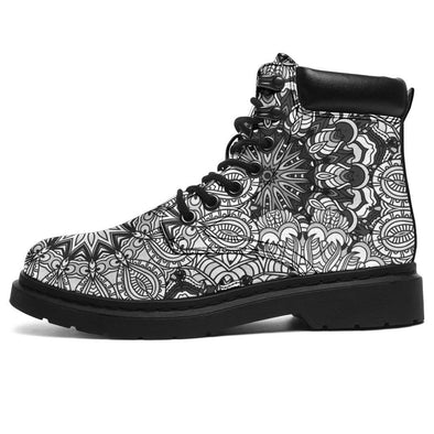 Clearance Line Art Mandala Suede Boots - Crystallized Collective
