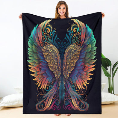 Colorful Angel Wings Premium Blanket - Crystallized Collective