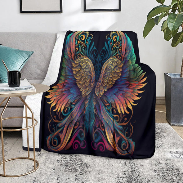 Colorful Angel Wings Premium Blanket - Crystallized Collective
