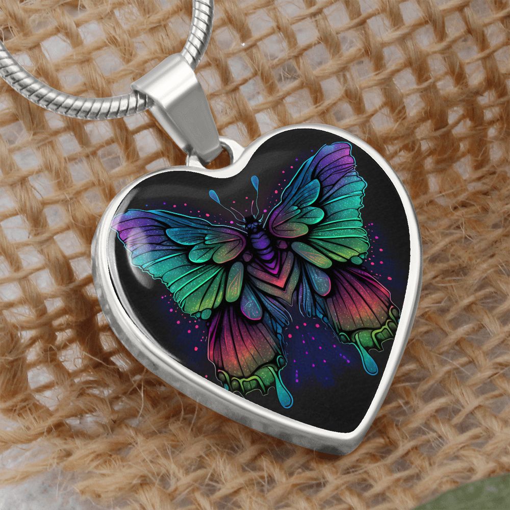 Colorful Butterfly Heart Necklace - Crystallized Collective