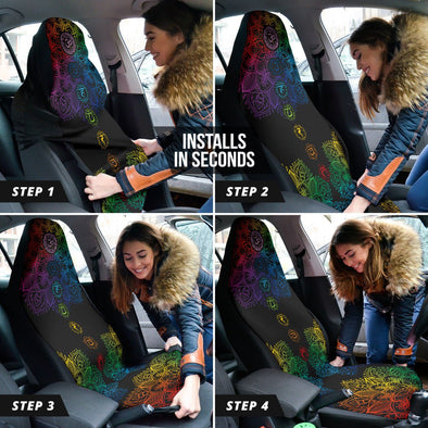 Colorful Chakra Mandala Car Seat Cover - Crystallized Collective