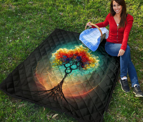Colorful DNA Tree of Life Premium Quilt - Crystallized Collective