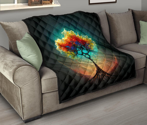 Colorful DNA Tree of Life Premium Quilt - Crystallized Collective