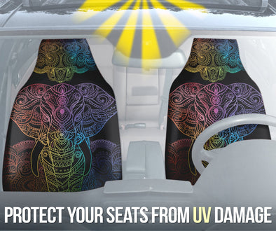 Colorful Elephant Mandala Car Seat Covers - Crystallized Collective