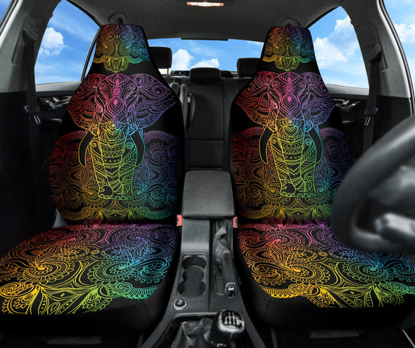 Colorful Elephant Mandala Car Seat Covers - Crystallized Collective
