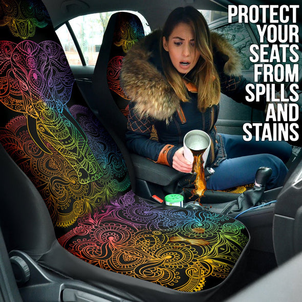 Colorful Elephant Mandala Car Seat Covers - Crystallized Collective