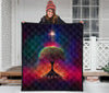 Colorful Galaxy Tree of Life Premium Quilt - Crystallized Collective