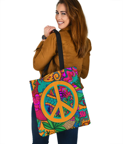 Colorful Hippe Peace Tote Bag - Crystallized Collective