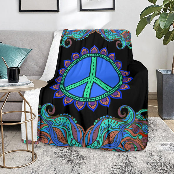 Colorful Hippie Peace blanket - Crystallized Collective