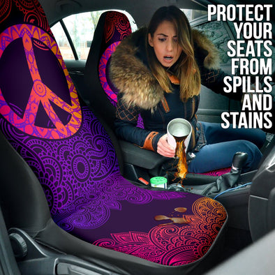 Colorful Peace Mandala Seat Covers - Crystallized Collective