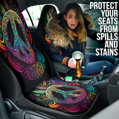 Colorful Peace Seat Cover - Crystallized Collective
