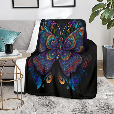 Colorful Psychedelic Butterfly Premium Blanket - Crystallized Collective