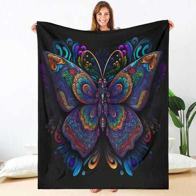 Colorful Psychedelic Butterfly Premium Blanket - Crystallized Collective