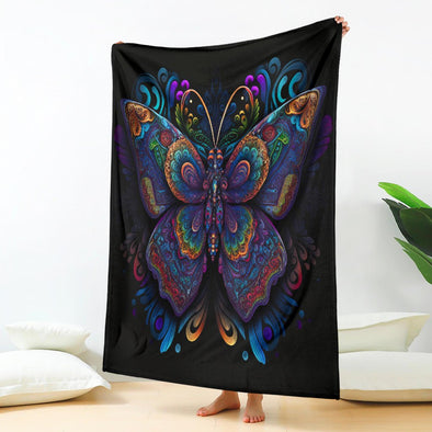 Colorful Psychedelic Butterfly Premium Blanket - Crystallized Collective
